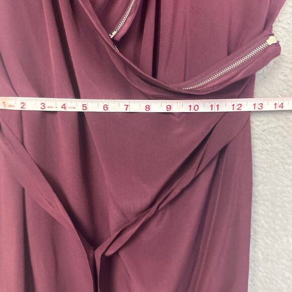 AllSaints Womens Silk Dress Adria Zipper Surplice A-Line Mini Merlot Size 4 - Picture 4 of 9